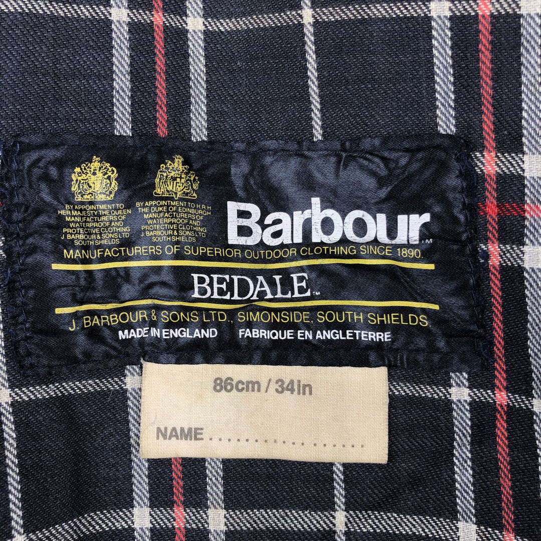 1980'S Barbour Bedale 2 Warrant Waxed Cotton Oiled Jacket, Made in England, Size 33.9" cotton navy blue type Vintage Second Hand