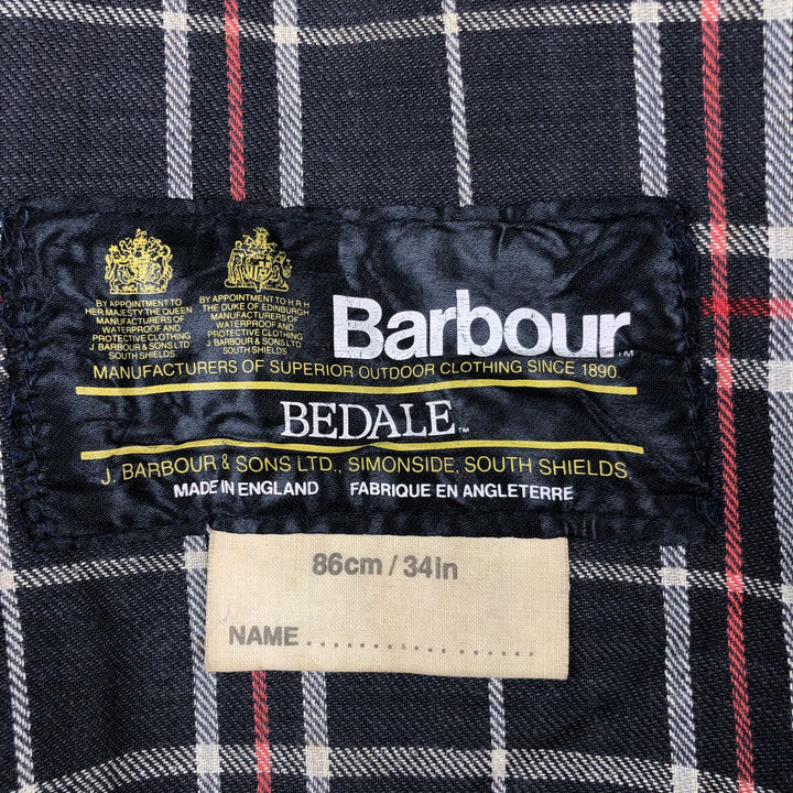 1980'S Barbour Bedale 2 Warrant Waxed Cotton Oiled Jacket, Made in England, Size 33.9" cotton navy blue type Vintage Second Hand