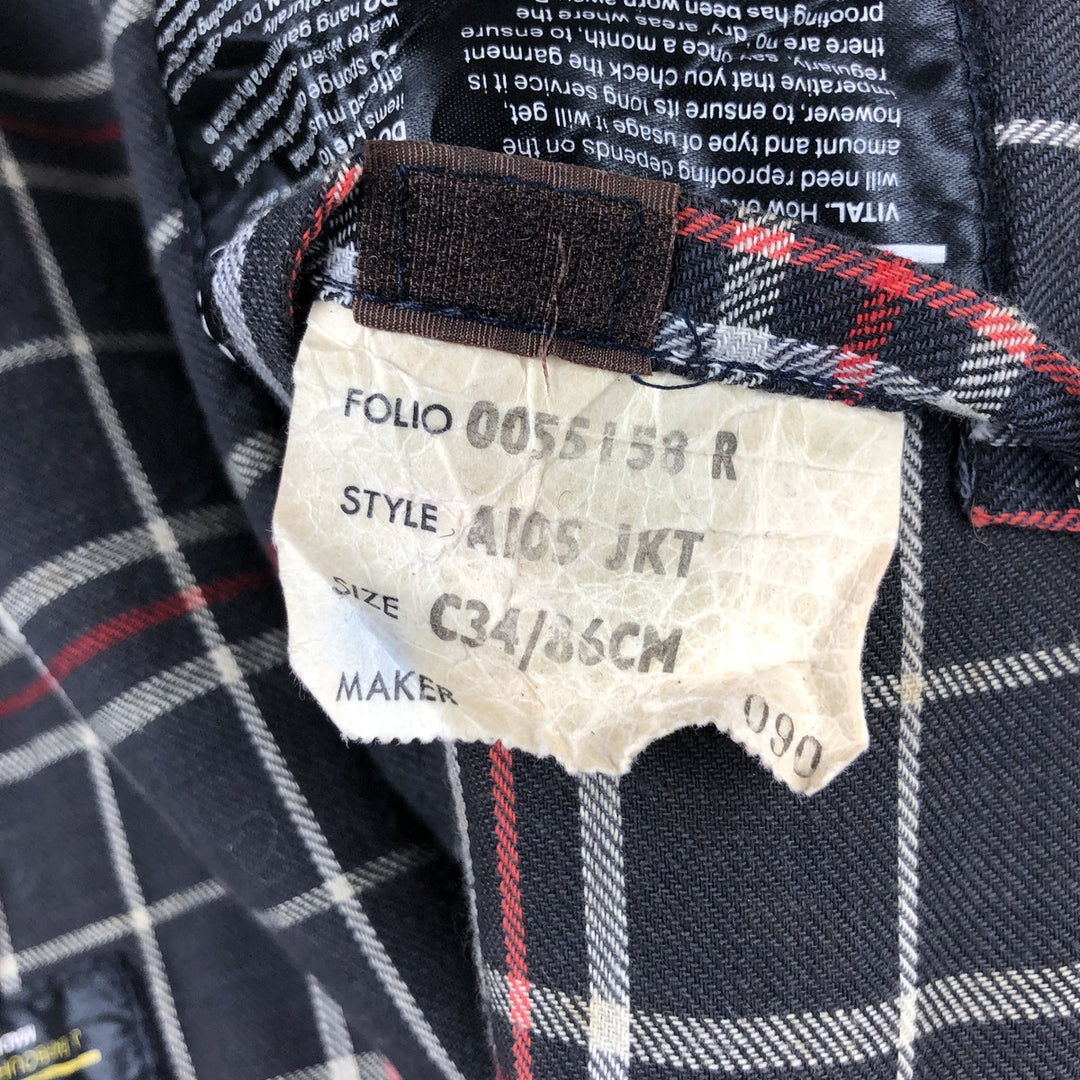 1980'S Barbour Bedale 2 Warrant Waxed Cotton Oiled Jacket, Made in England, Size 33.9" cotton navy blue type Vintage Second Hand