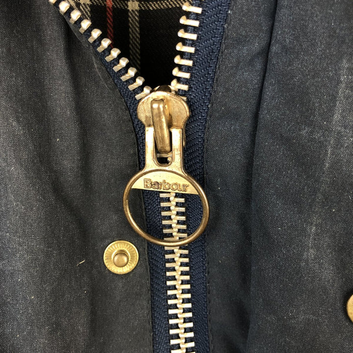 1980'S Barbour Bedale 2 Warrant Waxed Cotton Oiled Jacket, Made in England, Size 33.9" cotton navy blue type Vintage Second Hand