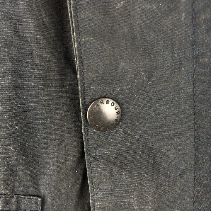 1980'S Barbour Bedale 2 Warrant Waxed Cotton Oiled Jacket, Made in England, Size 33.9" cotton navy blue type Vintage Second Hand