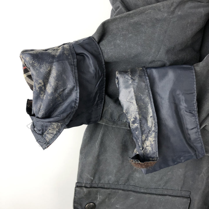 1980'S Barbour Bedale 2 Warrant Waxed Cotton Oiled Jacket, Made in England, Size 33.9" cotton navy blue type Vintage Second Hand