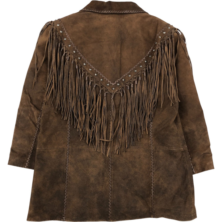 Vintage 90'S Cripple Creek suede leather jacket, women's size L Genuine suede leather brown type Vintage Second Hand