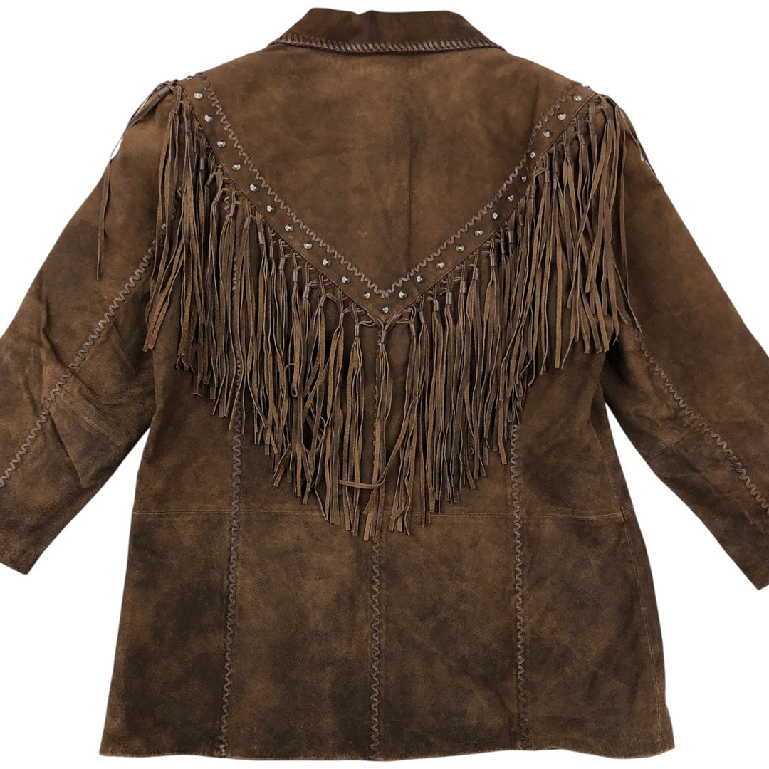 Vintage 90'S Cripple Creek suede leather jacket, women's size L Genuine suede leather brown type Vintage Second Hand