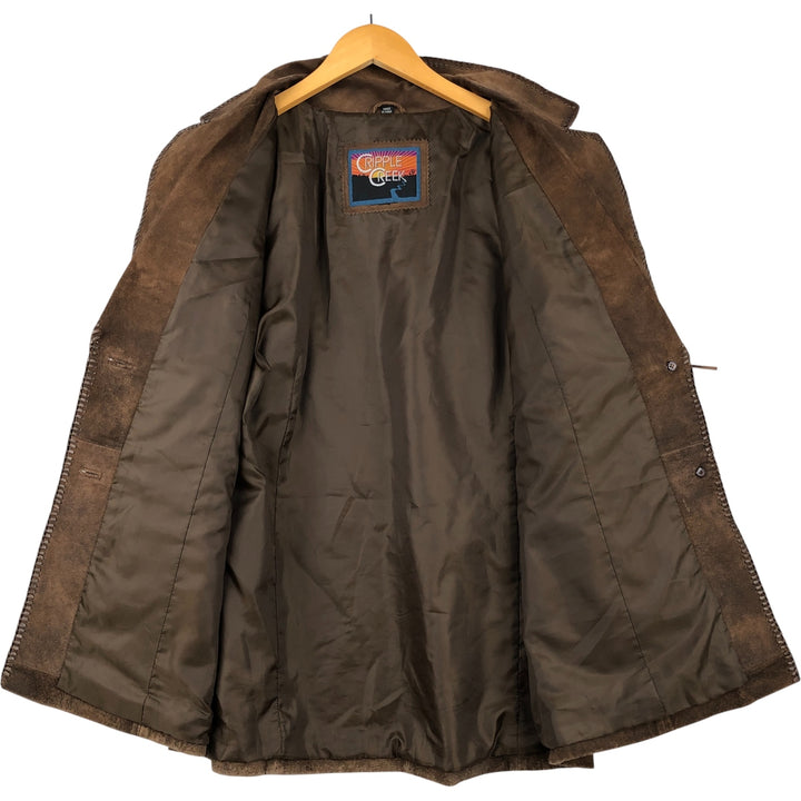 Vintage 90'S Cripple Creek suede leather jacket, women's size L Genuine suede leather brown type Vintage Second Hand