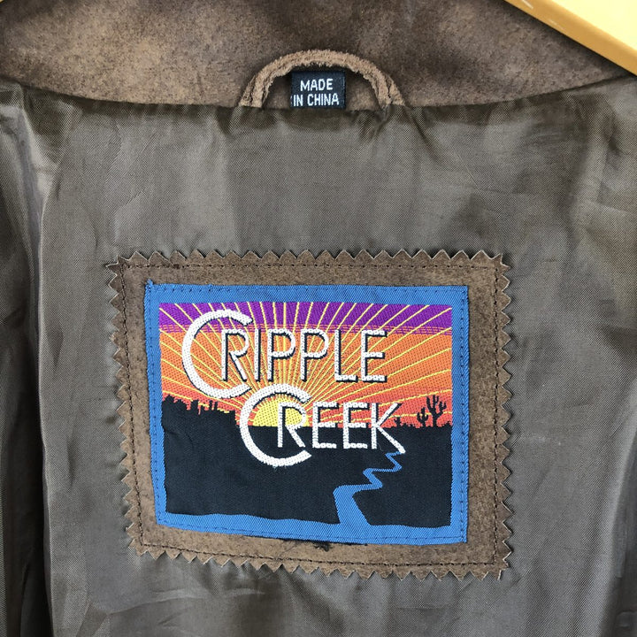 Vintage 90'S Cripple Creek suede leather jacket, women's size L Genuine suede leather brown type Vintage Second Hand