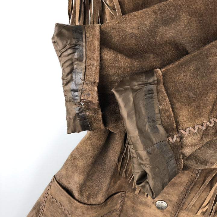 Vintage 90'S Cripple Creek suede leather jacket, women's size L Genuine suede leather brown type Vintage Second Hand