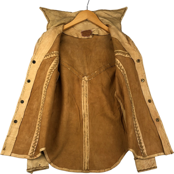 Vintage 60s-70'S "As You Like It" Leather Jacket, Women's Size XS genuine leather Khaki type beige Vintage Second Hand
