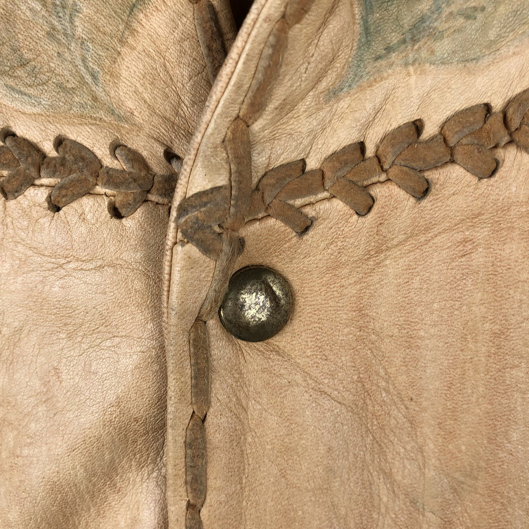 Vintage 60s-70'S "As You Like It" Leather Jacket, Women's Size XS genuine leather Khaki type beige Vintage Second Hand