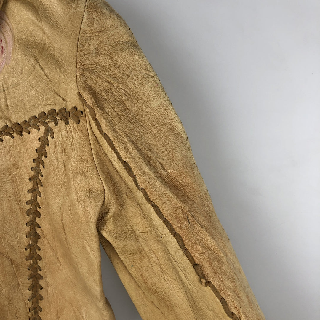 Vintage 60s-70'S "As You Like It" Leather Jacket, Women's Size XS genuine leather Khaki type beige Vintage Second Hand