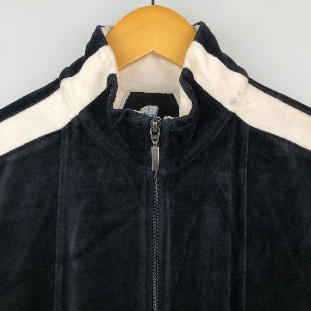 SJB Velour Jersey Track Jacket, Women's Size M cotton black type Vintage Second Hand