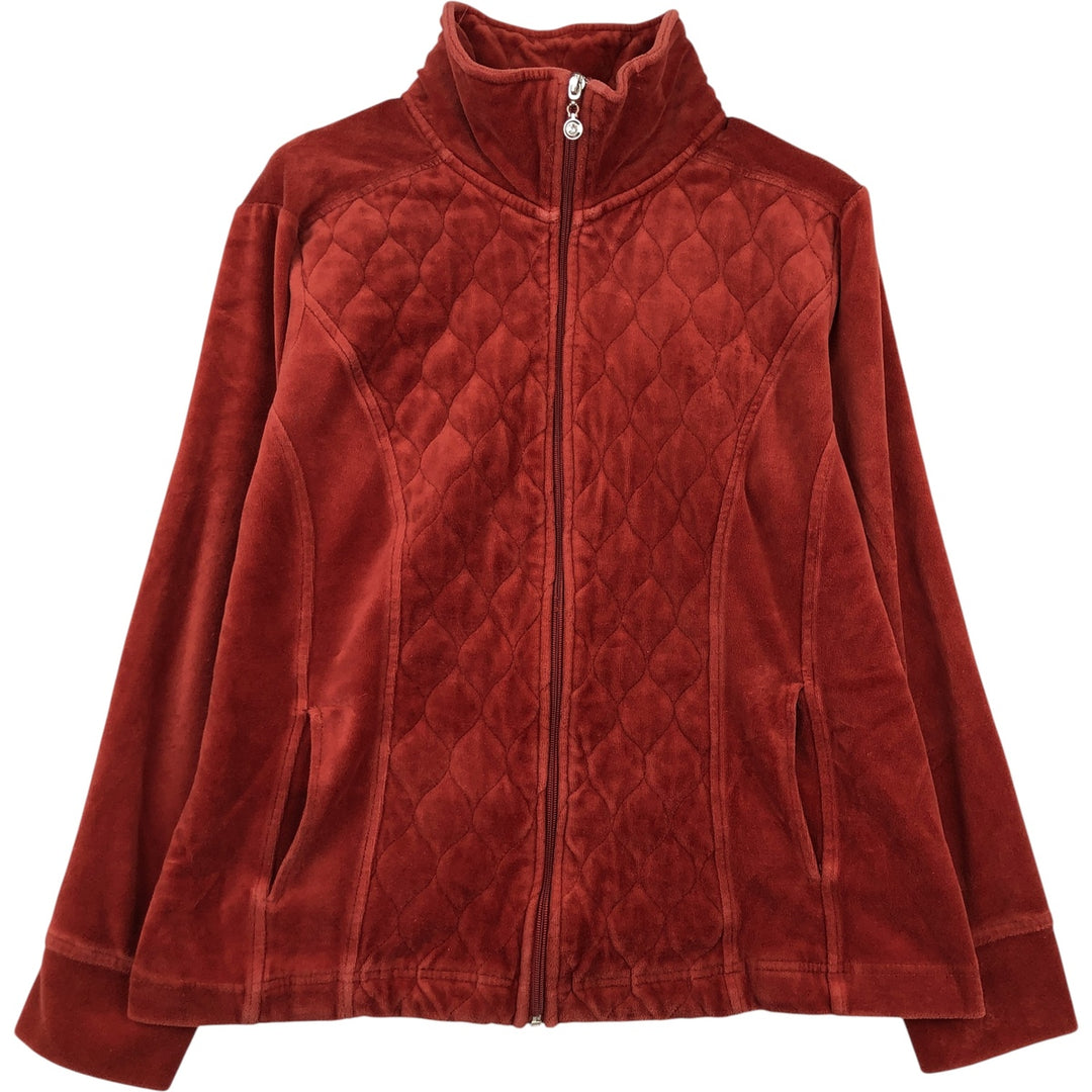 d and co. Padded Velour Jacket, Women's Size Medium cotton orange type Vintage Second Hand