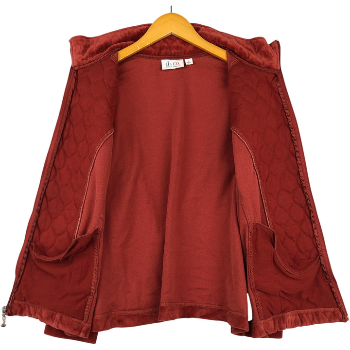 d and co. Padded Velour Jacket, Women's Size Medium cotton orange type Vintage Second Hand