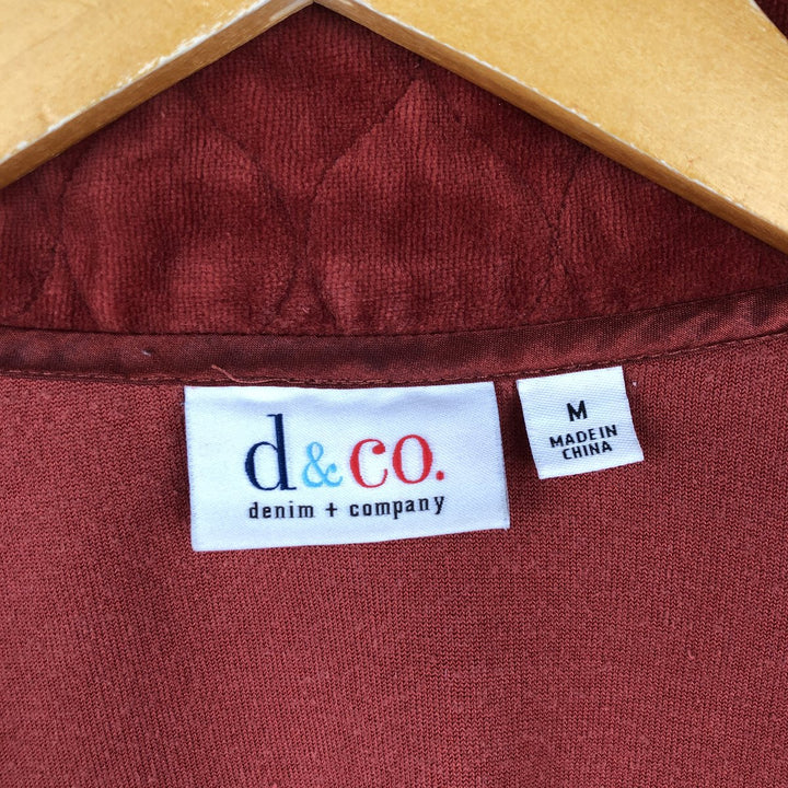 d and co. Padded Velour Jacket, Women's Size Medium cotton orange type Vintage Second Hand