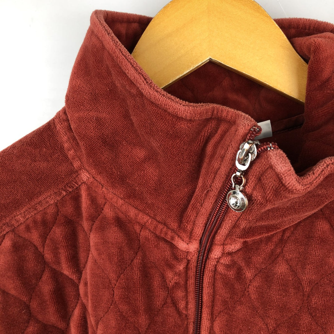 d and co. Padded Velour Jacket, Women's Size Medium cotton orange type Vintage Second Hand