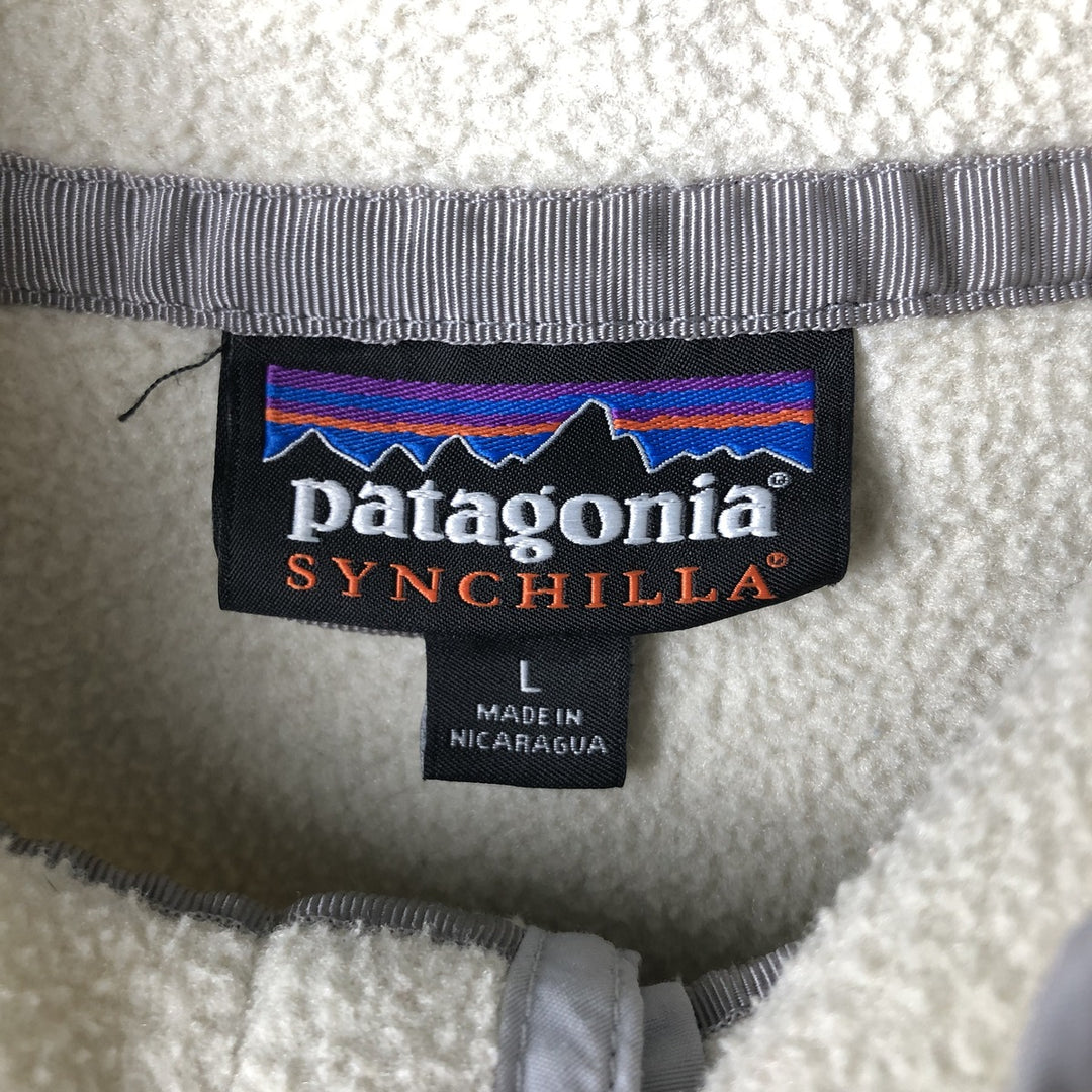 Patagonia Lightweight Synchilla Snap-T Half-Snap Two-Tone Fleece Pullover, Women's Size L polyester unbleached Vintage Second Hand