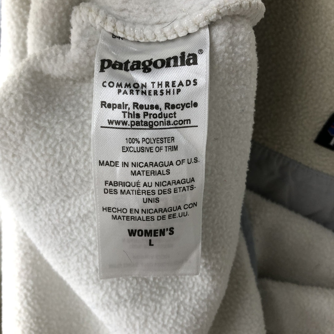 Patagonia Lightweight Synchilla Snap-T Half-Snap Two-Tone Fleece Pullover, Women's Size L polyester unbleached Vintage Second Hand