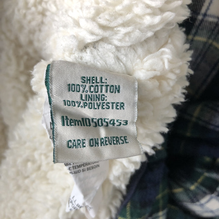 LLBean Relaxed Fit Tartan Check Cotton Parka, Women's Size L cotton navy blue type Vintage Second Hand