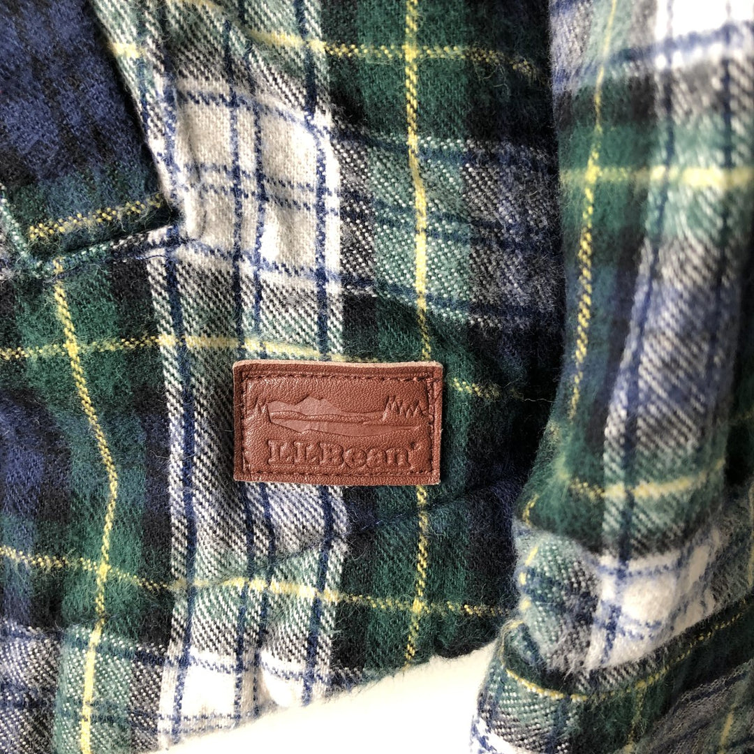 LLBean Relaxed Fit Tartan Check Cotton Parka, Women's Size L cotton navy blue type Vintage Second Hand