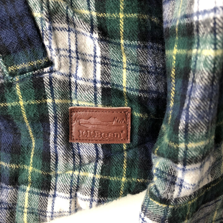 LLBean Relaxed Fit Tartan Check Cotton Parka, Women's Size L cotton navy blue type Vintage Second Hand
