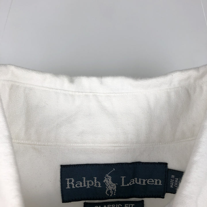 Ralph Lauren Classic Fit Long Sleeve Button Down Shirt, Men's Size L cotton white type Vintage Second Hand