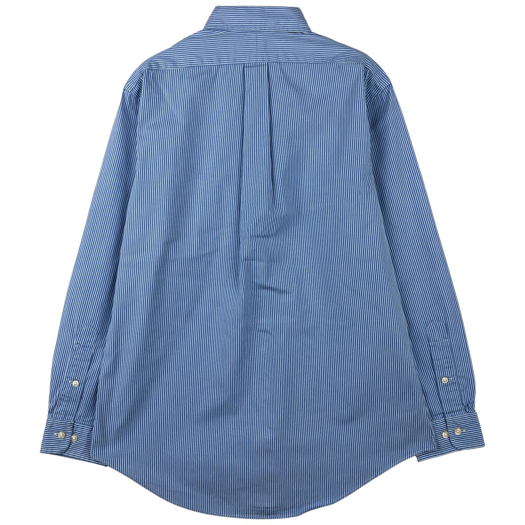 Ralph Lauren Custom Fit Striped Pattern Long Sleeve Button-Down Shirt, Men's Size Medium cotton blue type Vintage Second Hand