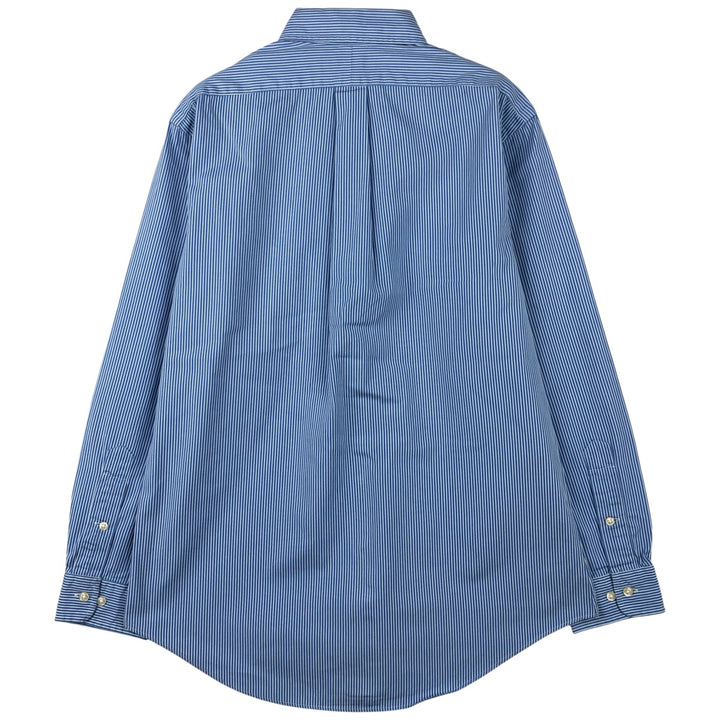 Ralph Lauren Custom Fit Striped Pattern Long Sleeve Button-Down Shirt, Men's Size Medium cotton blue type Vintage Second Hand