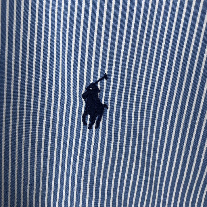 Ralph Lauren Custom Fit Striped Pattern Long Sleeve Button-Down Shirt, Men's Size Medium cotton blue type Vintage Second Hand