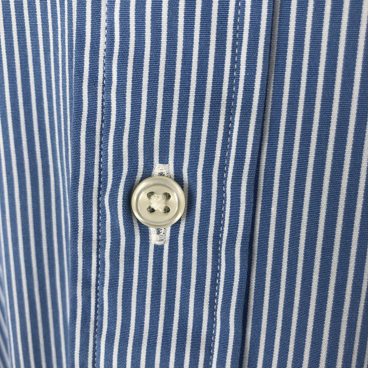 Ralph Lauren Custom Fit Striped Pattern Long Sleeve Button-Down Shirt, Men's Size Medium cotton blue type Vintage Second Hand