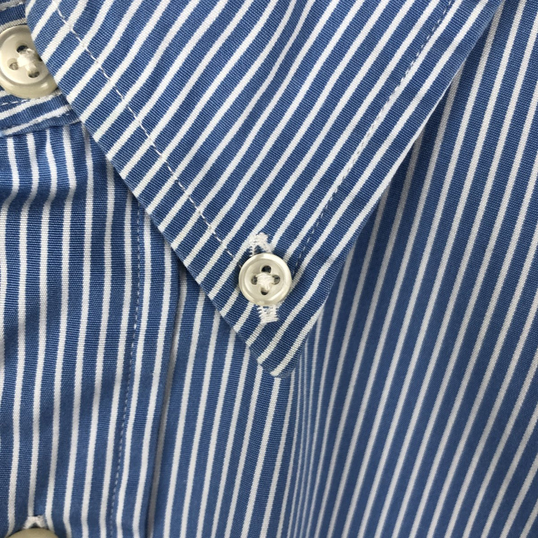 Ralph Lauren Custom Fit Striped Pattern Long Sleeve Button-Down Shirt, Men's Size Medium cotton blue type Vintage Second Hand