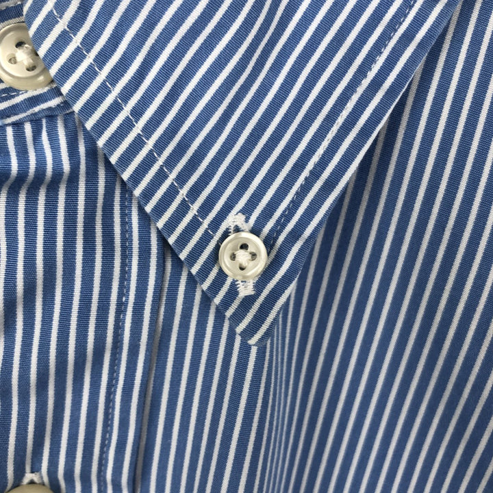 Ralph Lauren Custom Fit Striped Pattern Long Sleeve Button-Down Shirt, Men's Size Medium cotton blue type Vintage Second Hand