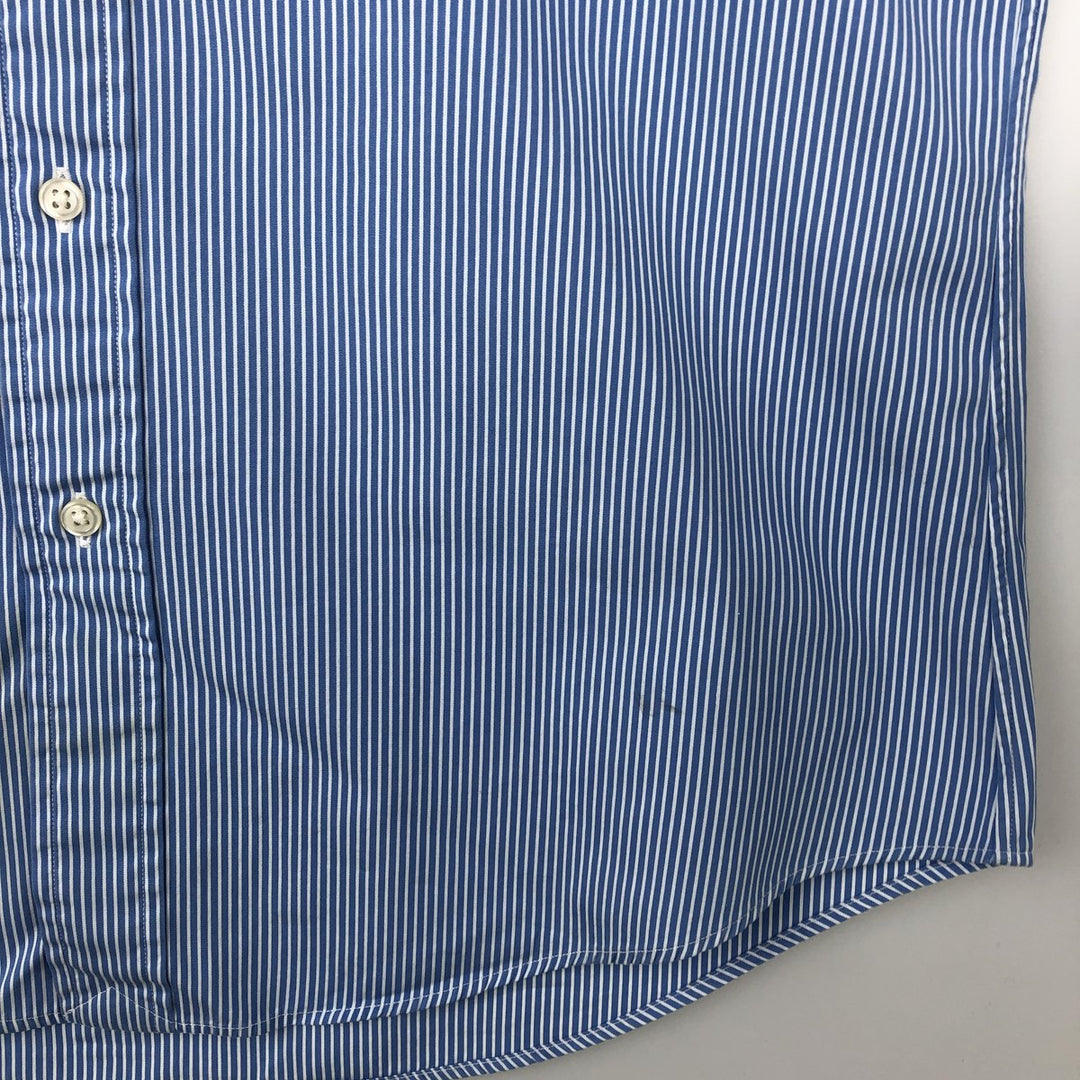 Ralph Lauren Custom Fit Striped Pattern Long Sleeve Button-Down Shirt, Men's Size Medium cotton blue type Vintage Second Hand
