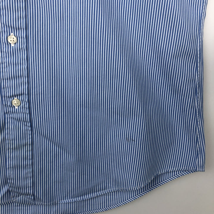 Ralph Lauren Custom Fit Striped Pattern Long Sleeve Button-Down Shirt, Men's Size Medium cotton blue type Vintage Second Hand
