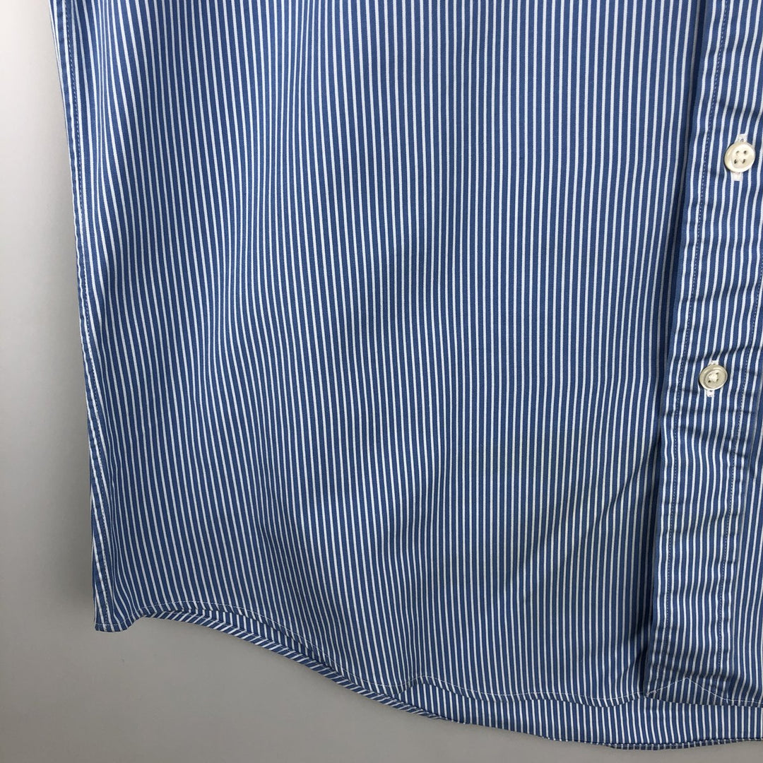 Ralph Lauren Custom Fit Striped Pattern Long Sleeve Button-Down Shirt, Men's Size Medium cotton blue type Vintage Second Hand