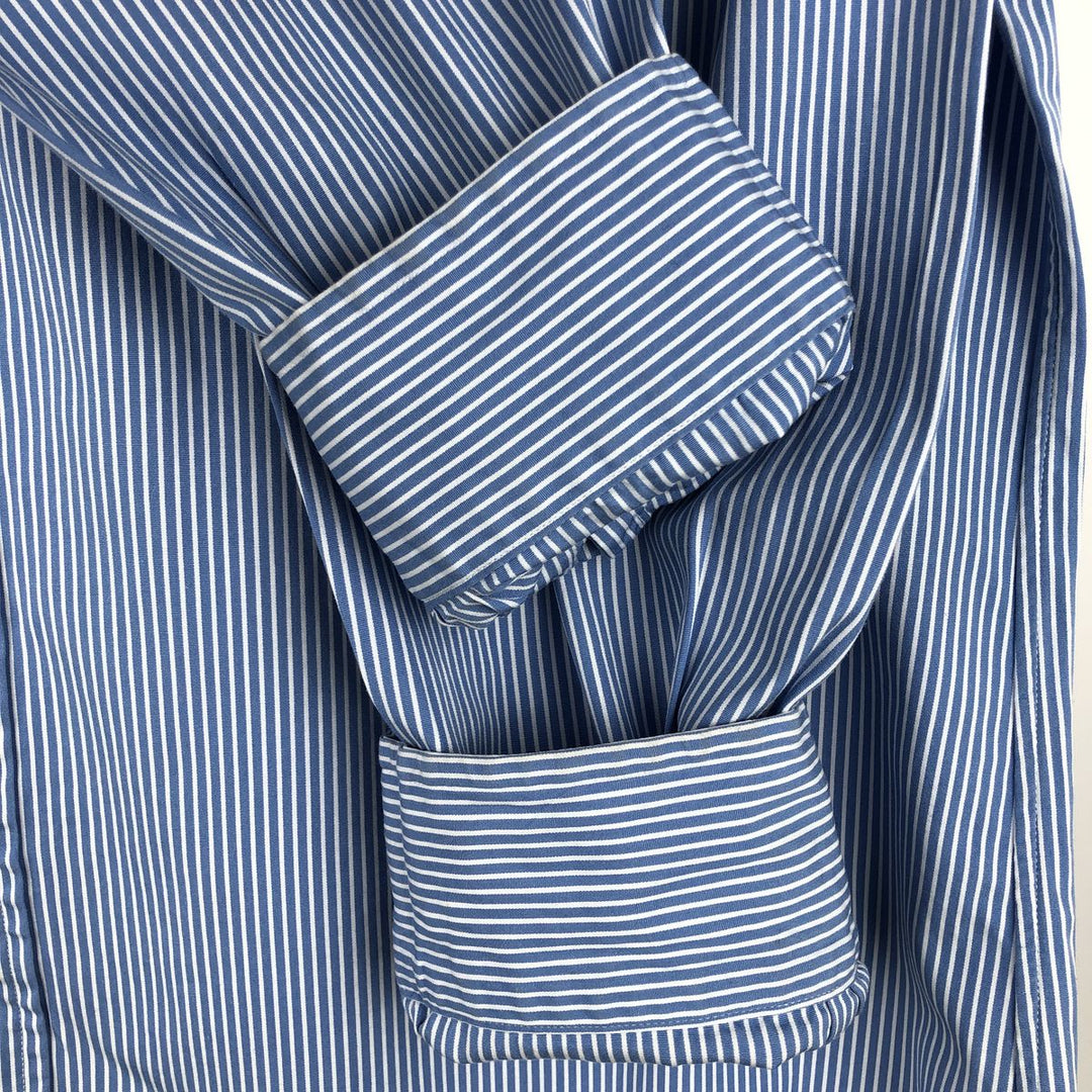 Ralph Lauren Custom Fit Striped Pattern Long Sleeve Button-Down Shirt, Men's Size Medium cotton blue type Vintage Second Hand