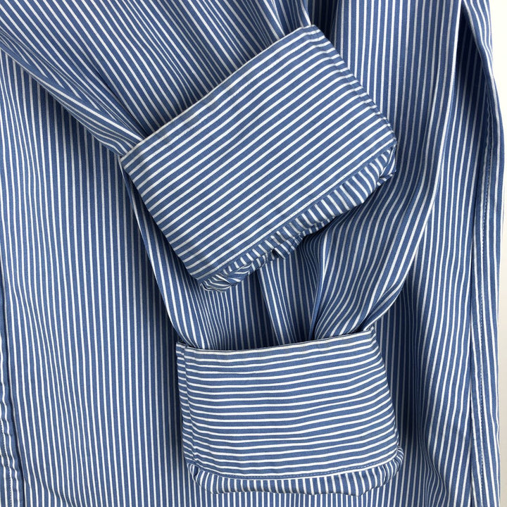 Ralph Lauren Custom Fit Striped Pattern Long Sleeve Button-Down Shirt, Men's Size Medium cotton blue type Vintage Second Hand