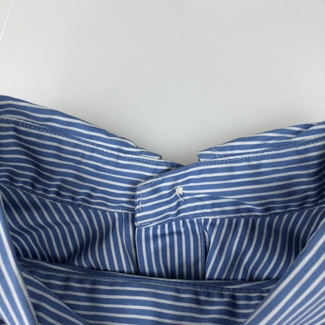 Ralph Lauren Custom Fit Striped Pattern Long Sleeve Button-Down Shirt, Men's Size Medium cotton blue type Vintage Second Hand