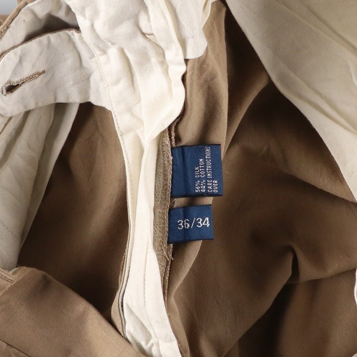 Ralph Lauren POLO by Ralph Lauren two-pleat wide-leg slacks, men's size W35 silk Beige type Vintage Second Hand