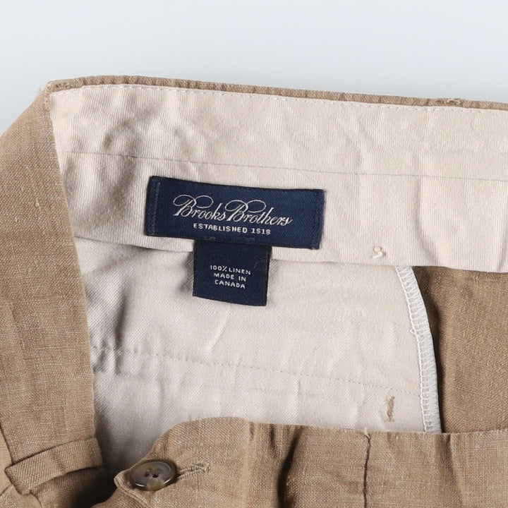 Brooks Brothers Two-pleat Wide Leg Slacks, Made in Canada, Men's Size W34 Rayon Beige type Vintage Second Hand