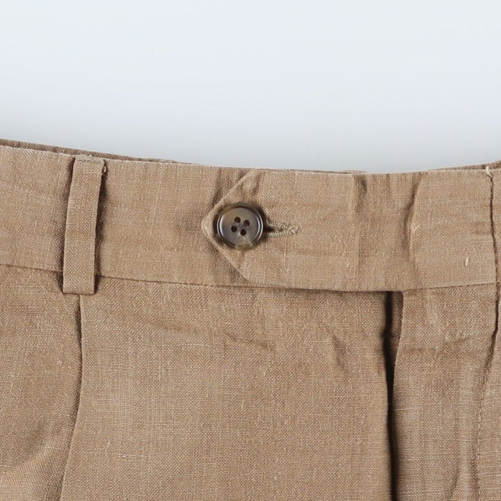 Brooks Brothers Two-pleat Wide Leg Slacks, Made in Canada, Men's Size W34 Rayon Beige type Vintage Second Hand