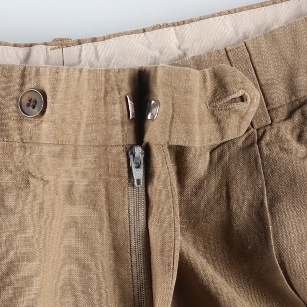 Brooks Brothers Two-pleat Wide Leg Slacks, Made in Canada, Men's Size W34 Rayon Beige type Vintage Second Hand