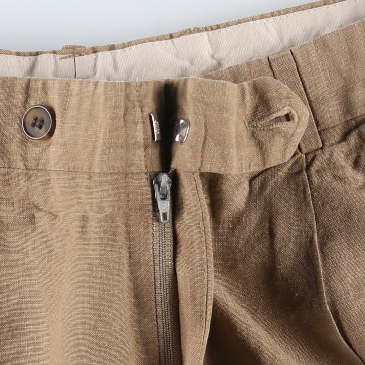 Brooks Brothers Two-pleat Wide Leg Slacks, Made in Canada, Men's Size W34 Rayon Beige type Vintage Second Hand