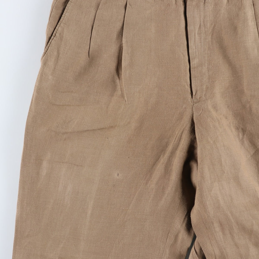 Brooks Brothers Two-pleat Wide Leg Slacks, Made in Canada, Men's Size W34 Rayon Beige type Vintage Second Hand