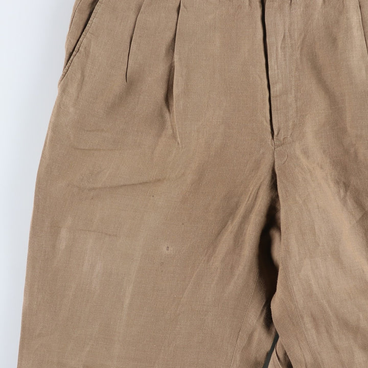 Brooks Brothers Two-pleat Wide Leg Slacks, Made in Canada, Men's Size W34 Rayon Beige type Vintage Second Hand