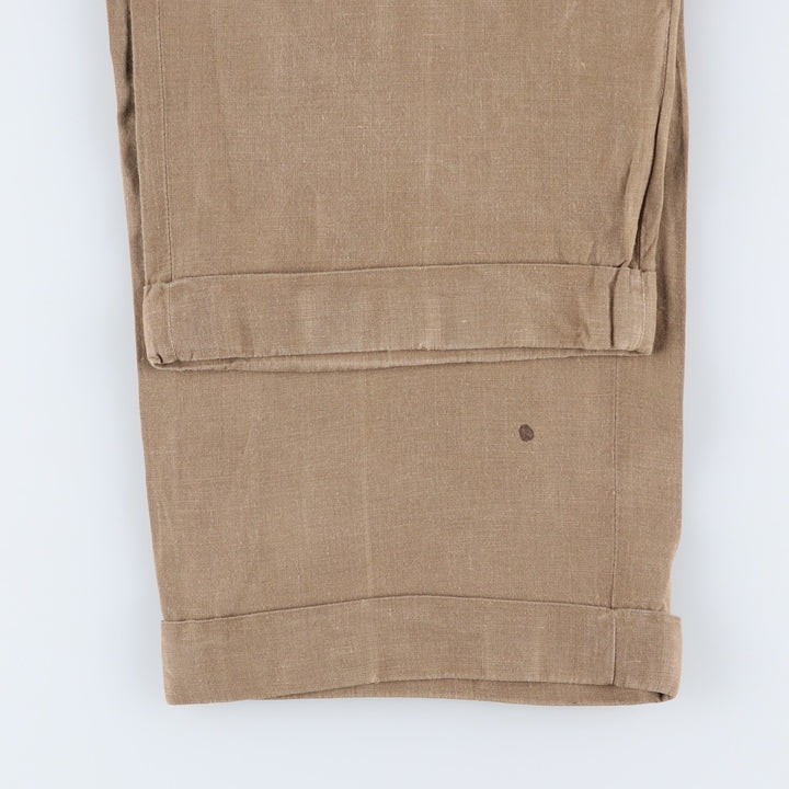 Brooks Brothers Two-pleat Wide Leg Slacks, Made in Canada, Men's Size W34 Rayon Beige type Vintage Second Hand