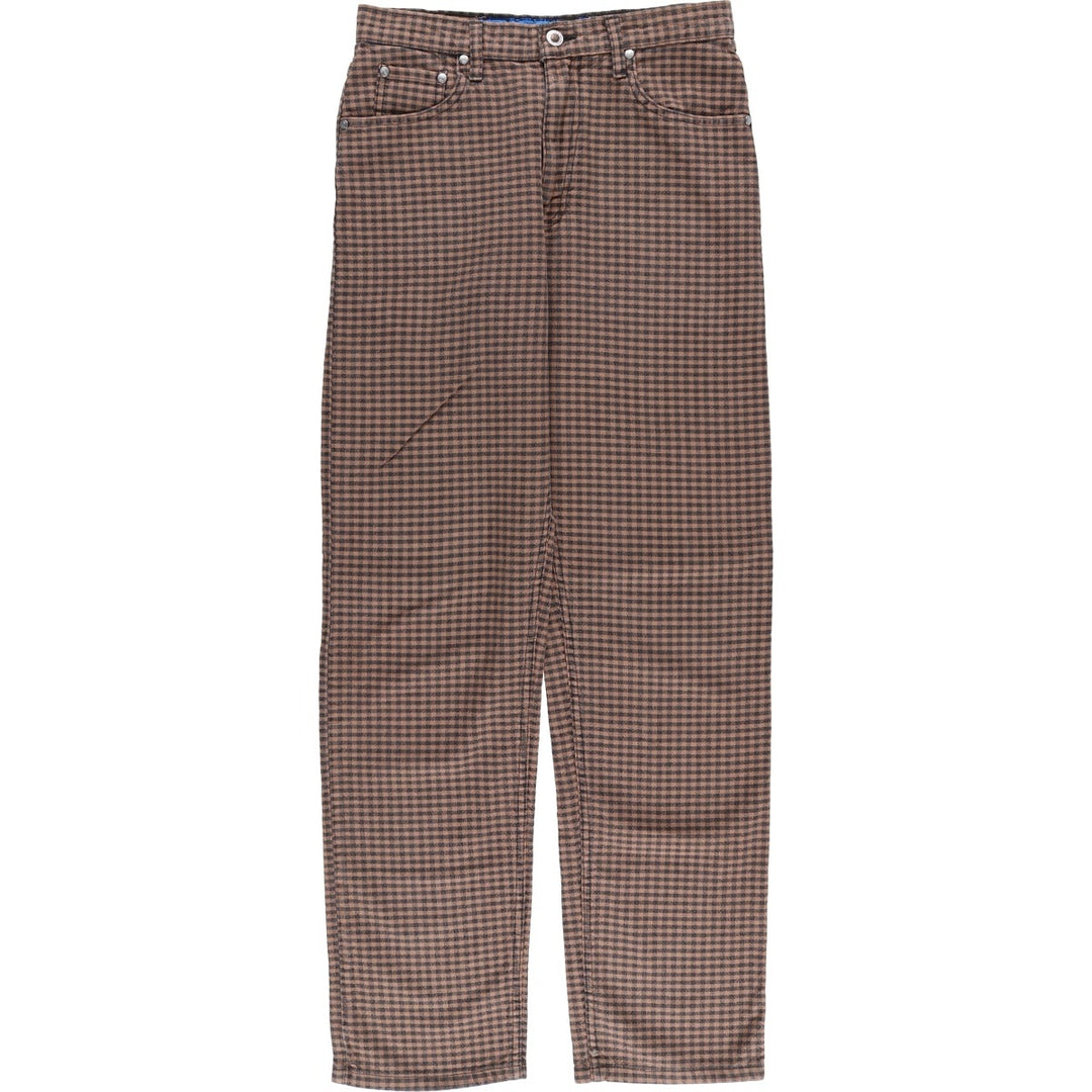 Vintage Levi's Silver Tab Relaxed Fit Check Pattern Cotton Slacks, Made in Canada, Men's Size W29 cotton brown type Vintage Second Hand