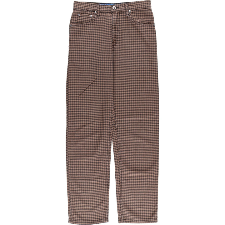 Vintage Levi's Silver Tab Relaxed Fit Check Pattern Cotton Slacks, Made in Canada, Men's Size W29 cotton brown type Vintage Second Hand