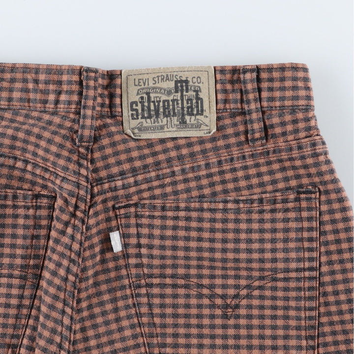 Vintage Levi's Silver Tab Relaxed Fit Check Pattern Cotton Slacks, Made in Canada, Men's Size W29 cotton brown type Vintage Second Hand