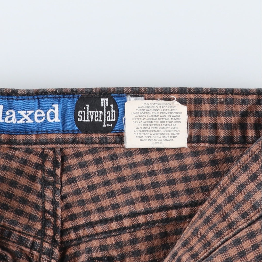 Vintage Levi's Silver Tab Relaxed Fit Check Pattern Cotton Slacks, Made in Canada, Men's Size W29 cotton brown type Vintage Second Hand