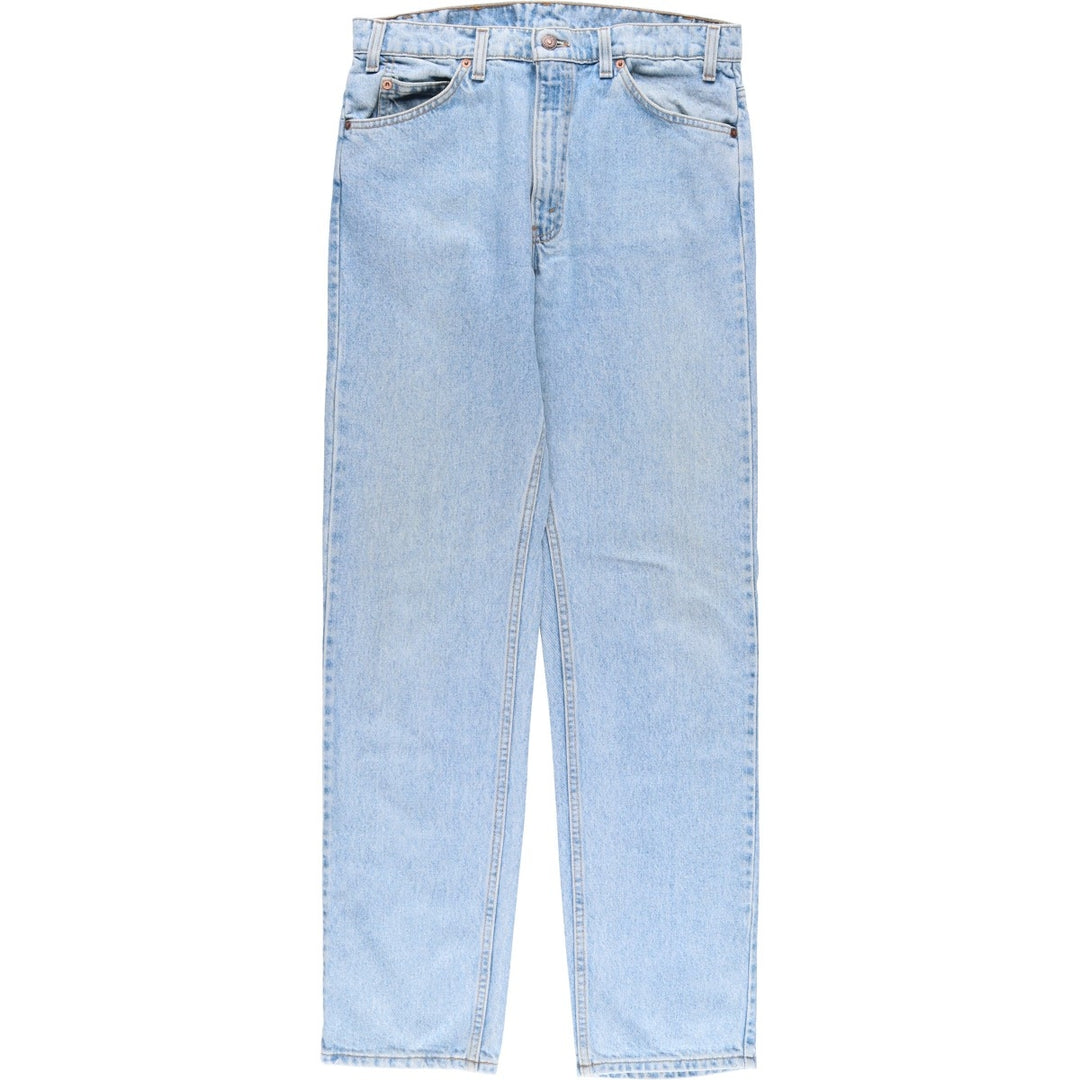 90'S Levi's 505 Regular Fit Straight Leg Tapered Denim Pants with Orange Tabs, Made in USA, Men's, Size W33, Vintage cotton blue type Vintage Second Hand